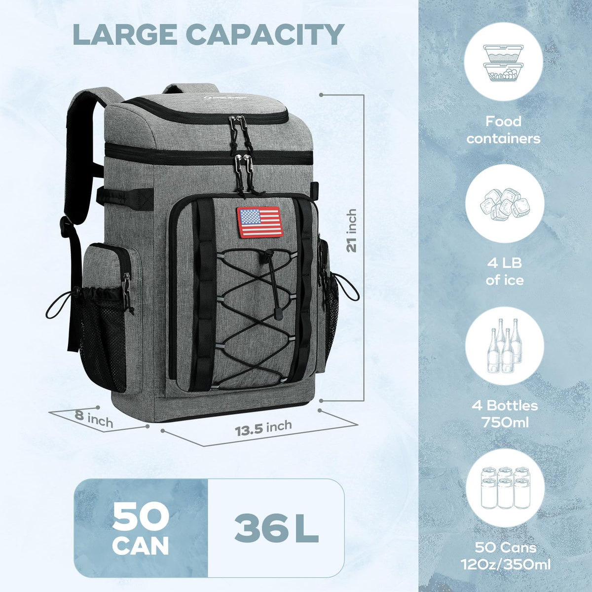 Maelstrom Backpack Cooler hidden back pocket protects valuables on the move.