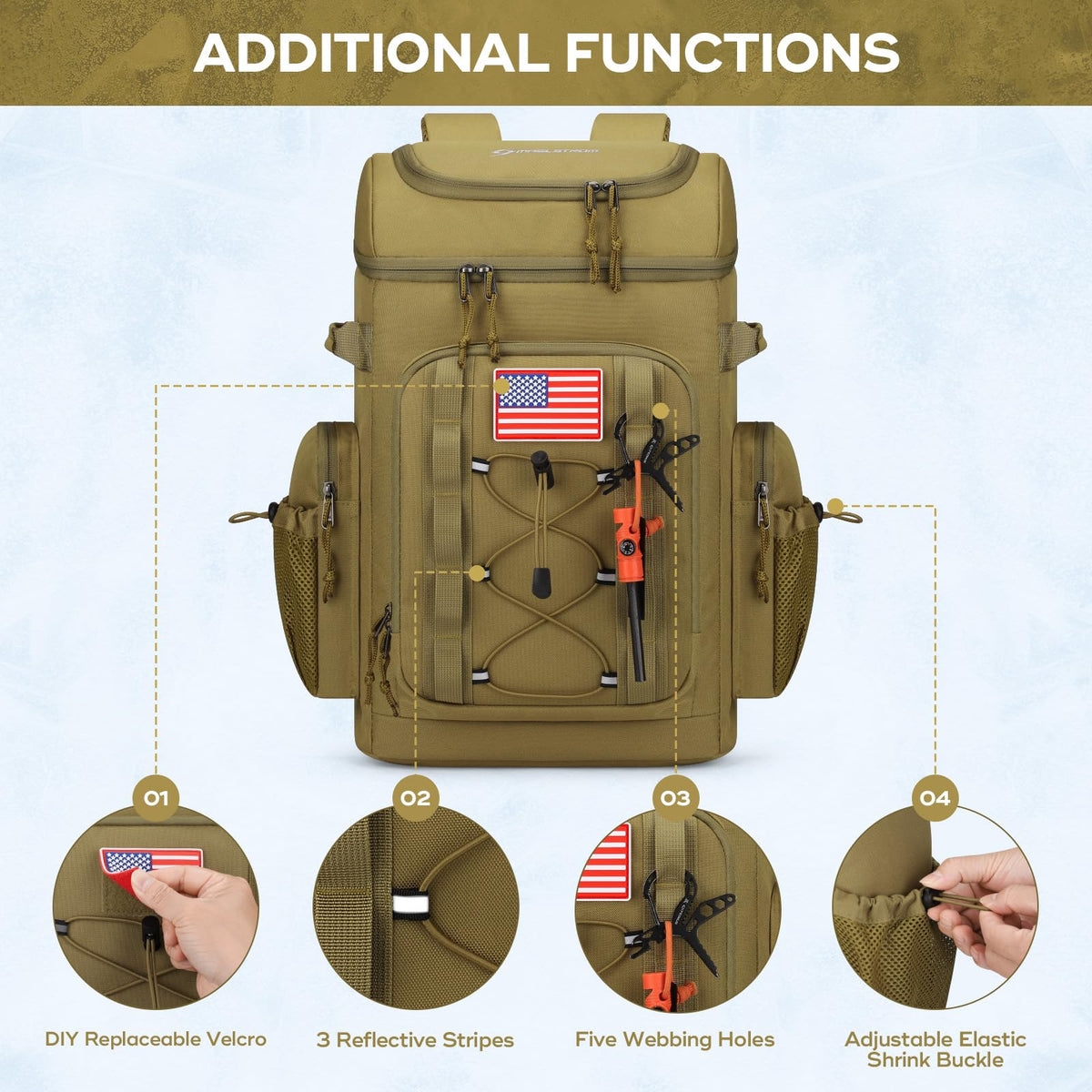 Maelstrom Backpack Cooler front pocket with bottle opener for easy access.