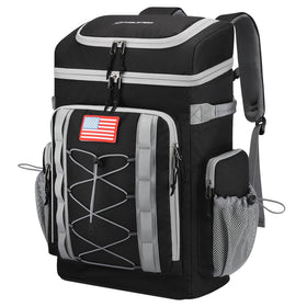 Maelstrom Backpack Cooler front view showing spacious main compartment for meals and beverages.
