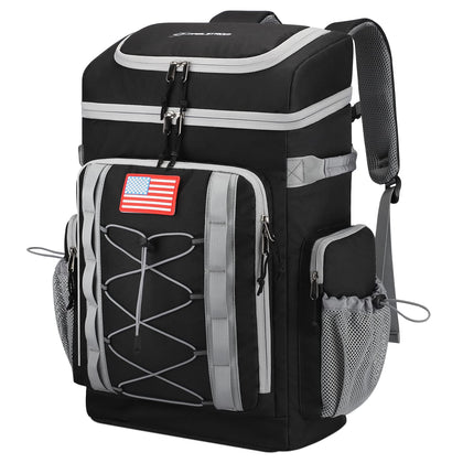 Maelstrom Backpack Cooler front view showing spacious main compartment for meals and beverages.