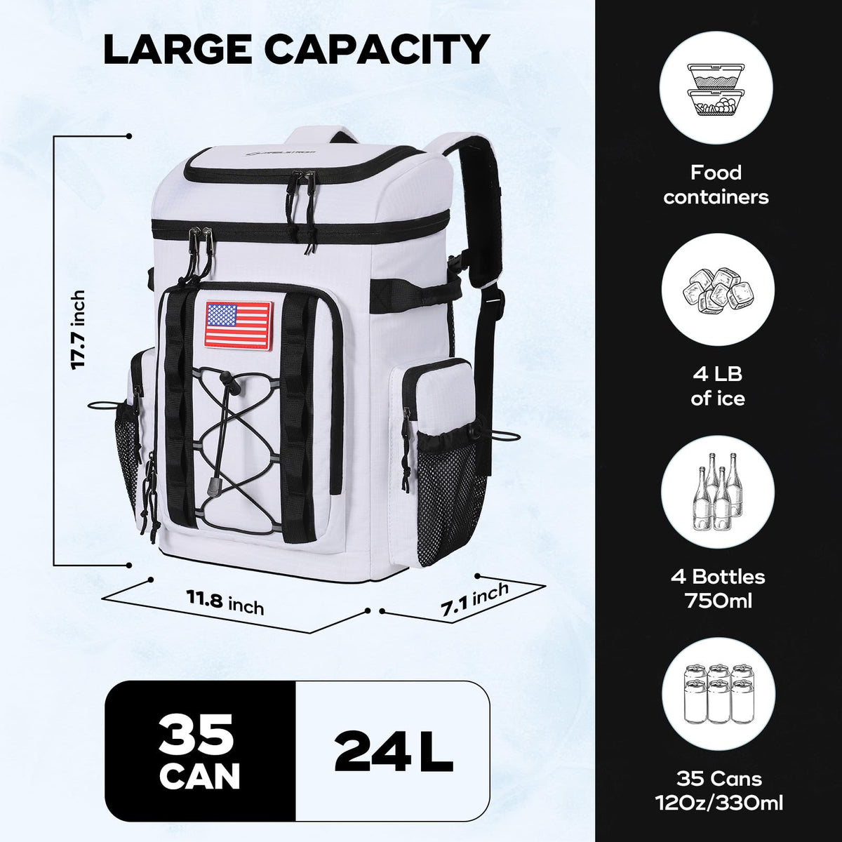 Maelstrom Backpack Cooler leak-proof liner showing spill-free transport.