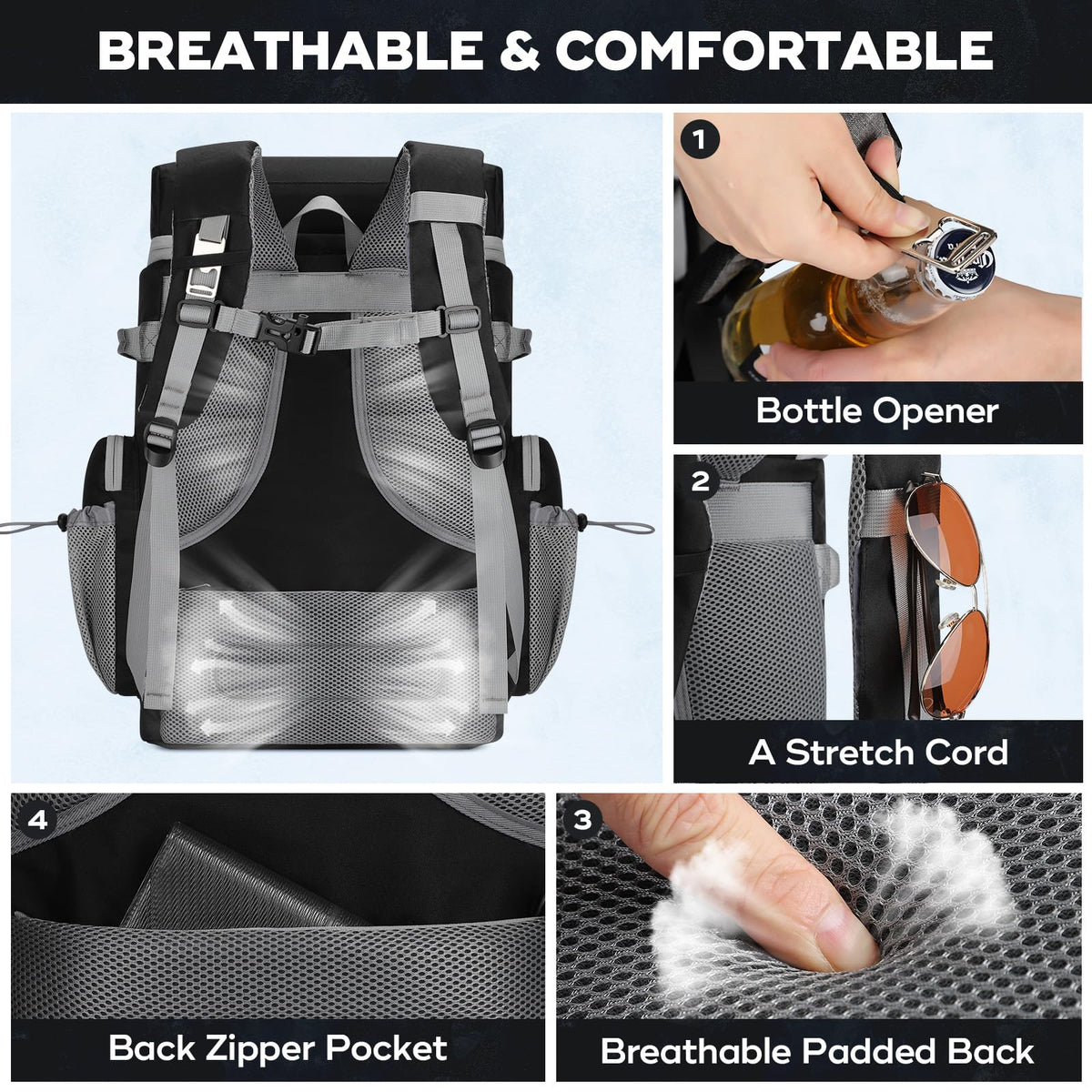 Maelstrom Backpack Cooler ergonomic back panel reduces fatigue on hikes.