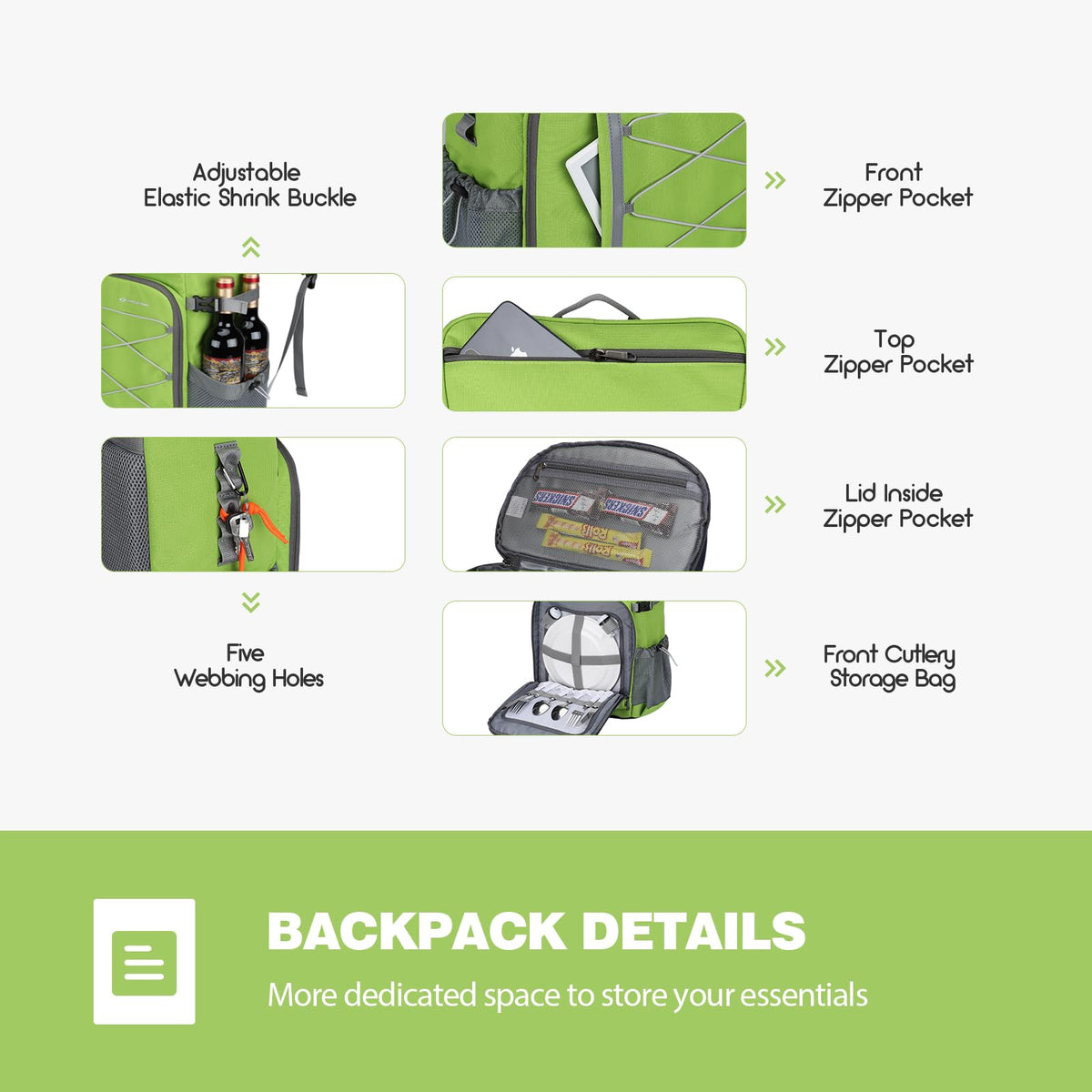 Maelstrom Cooler Backpack elastic rope net for picnic mats.
