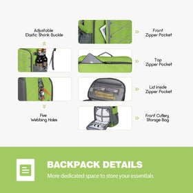 Maelstrom Cooler Backpack elastic rope net for picnic mats.