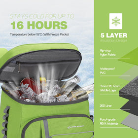 Maelstrom Cooler Backpack front zipper pocket fits electronics and chargers.