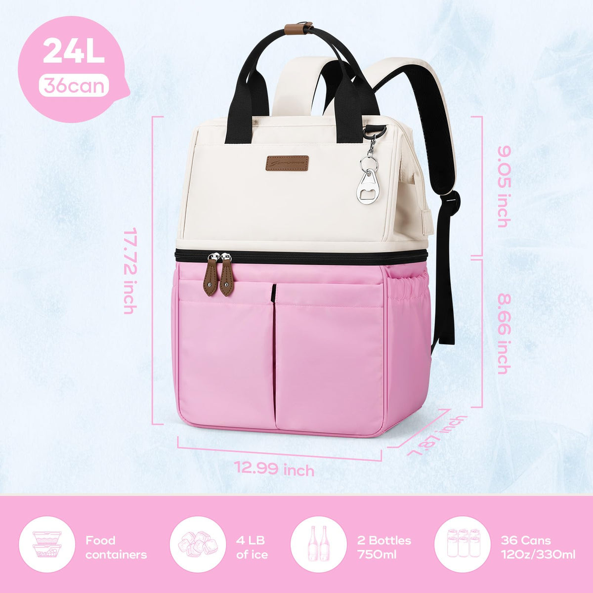 Maelstrom Cooler Backpack with front and side pockets for quick access.