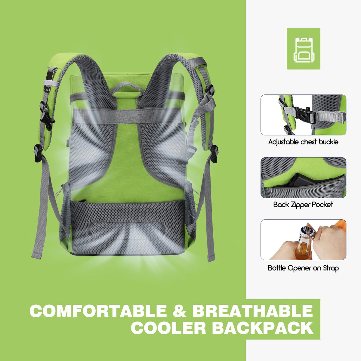 Maelstrom Cooler Backpack side pockets hold water bottles securely.