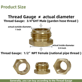 MAFERLIY 3/4 GHT female to 1/2 NPT male adapter for mixed fittings.