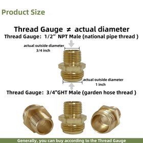 MAFERLIY 3/4 GHT to 1/2 NPT female adapter enabling flexible setups.