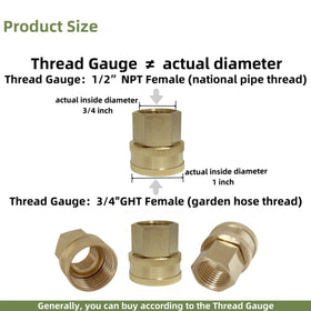 MAFERLIY 3/4 GHT to 1/2 NPT male adapter in action for secure connections.