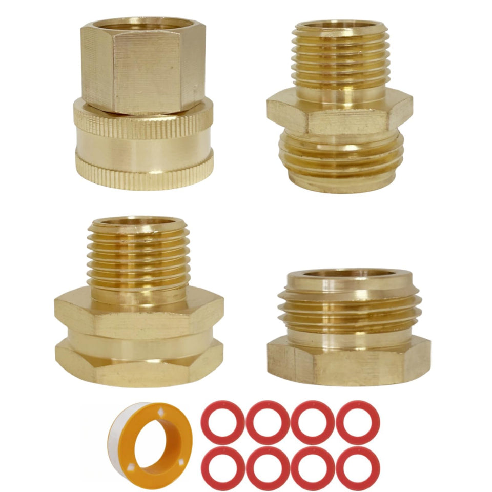 MAFERLIY brass garden hose connector set for durable outdoor watering connections.