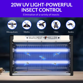 mafiti fly trap kitchen setup with two UV bulbs attracting insects