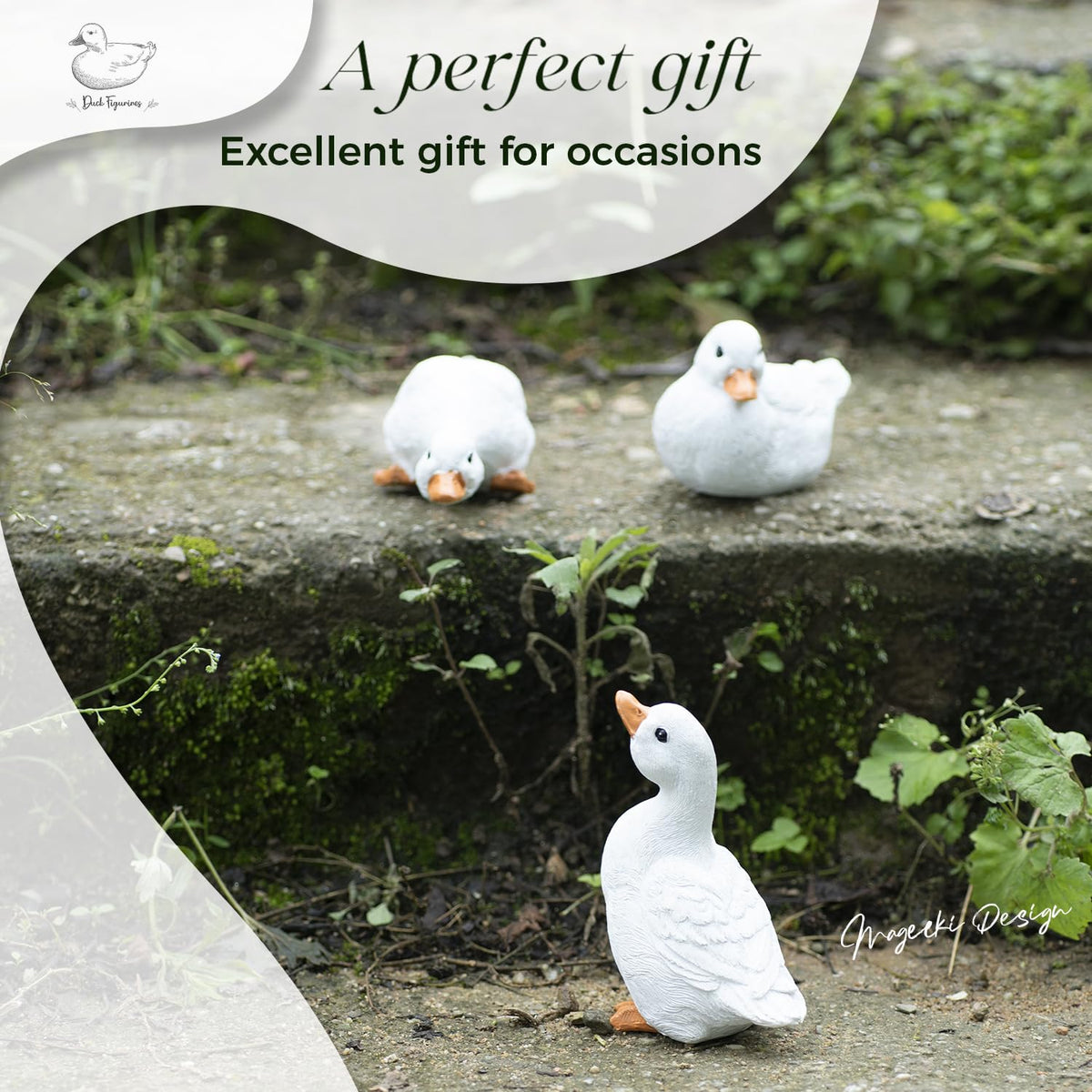 Mageeki outdoor duck display brightens front yard for seasonal curb appeal.