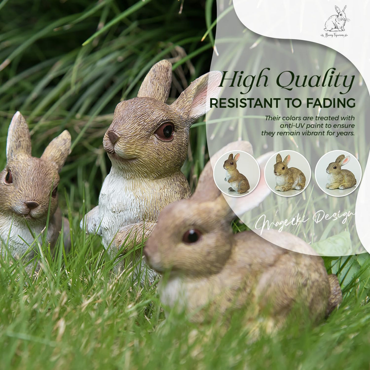 Mageeki rabbit garden decor in resin with durable finish