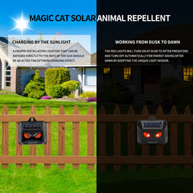 Magic Cat red LED flash deterring wildlife with eye-like signals