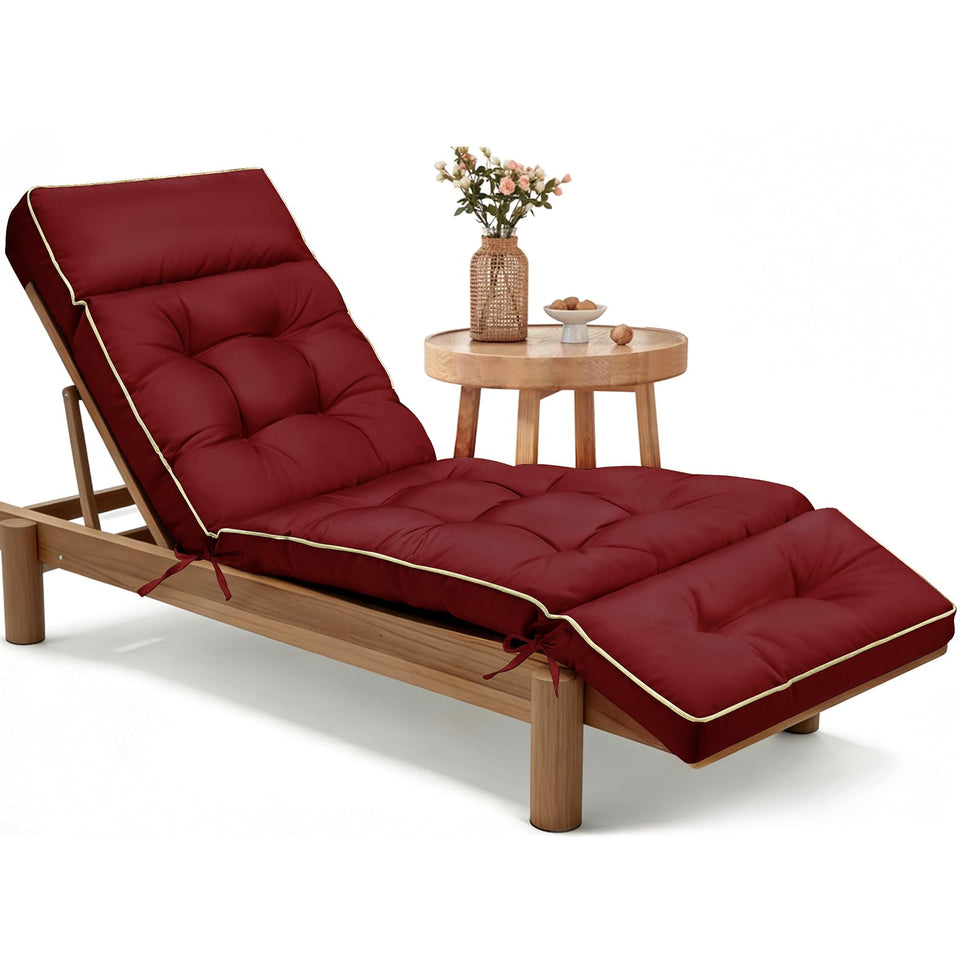 Magic Elephant chaise lounge cushion burgundy front view for cozy outdoor lounging
