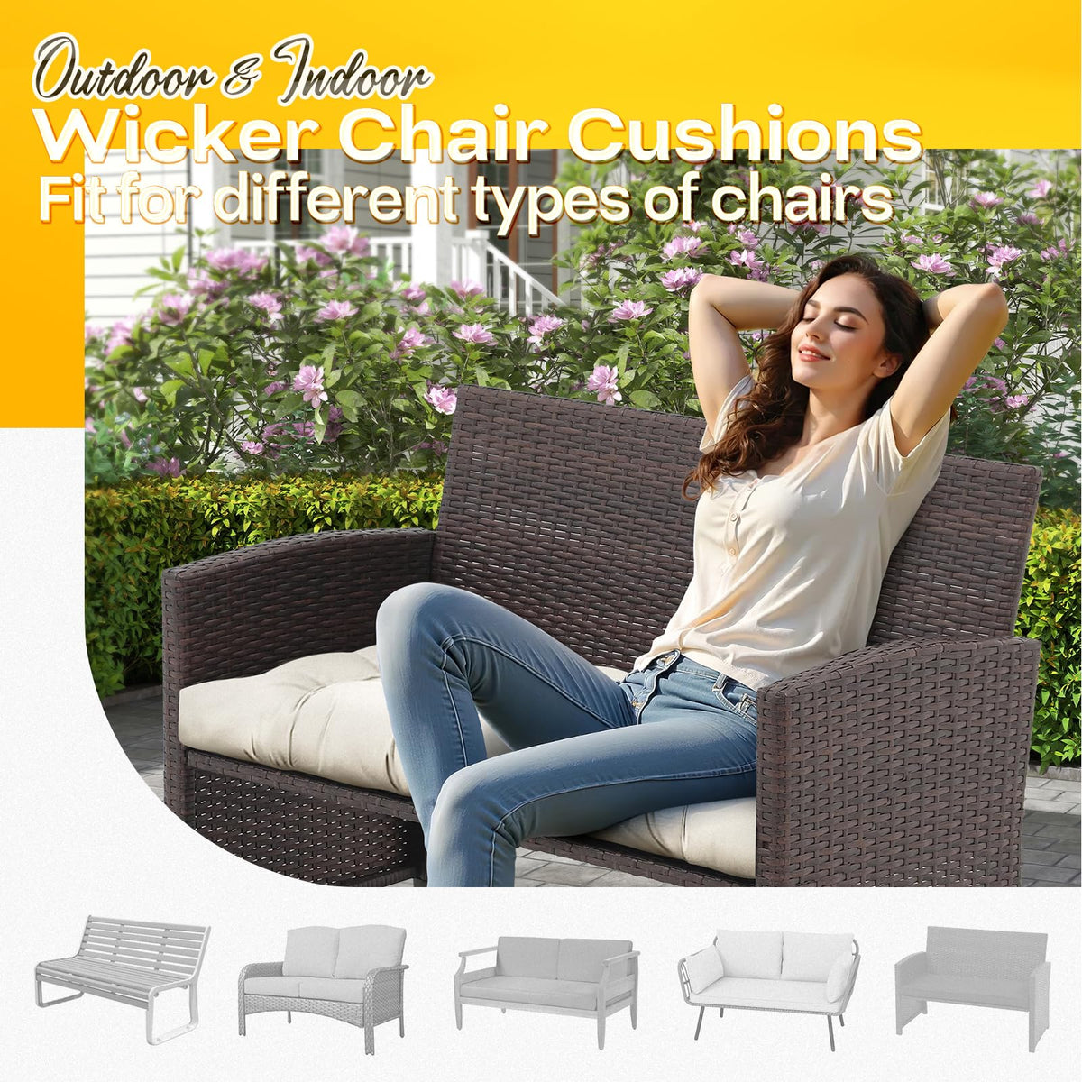 MAGIC ELEPHANT 44x19 inch cushion fits benches and loveseats securely.