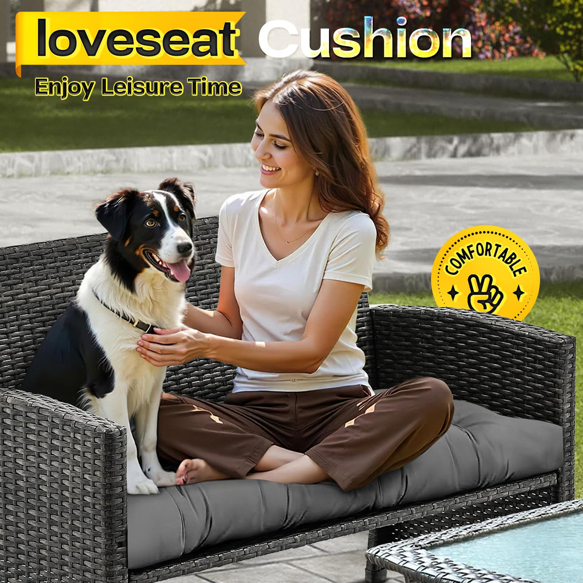 Magic Elephant easy-clean outdoor seat pad in grey