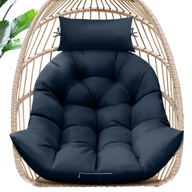 Magic Elephant egg chair cushion blue, front view shows full fit.