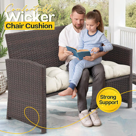 MAGIC ELEPHANT porch setup with cushion enhances seating comfort outdoors.