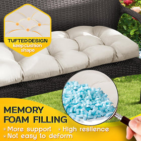 MAGIC ELEPHANT secure-fit wicker chair cushion prevents slipping during use.