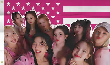 MAGJIUKE Twice pink American flag banner ready for vibrant wall display