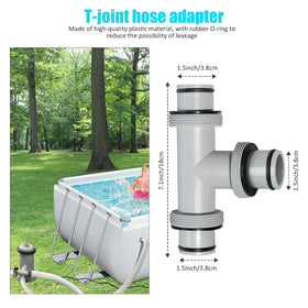 Magoog above-ground pool setup with 1.5' hoses ready to fit