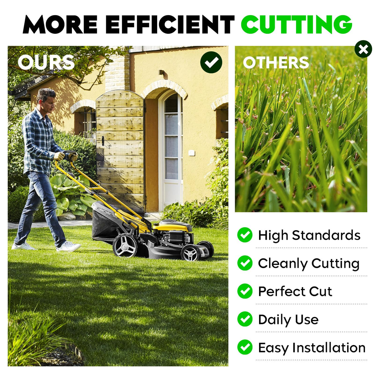 Magorfas 6-Star blades offer durable cutting edge for regular lawn care.