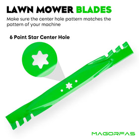 Magorfas 6-Star 2-pack blades for 42-inch decks, even cut and easy replacement.