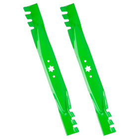 Magorfas 6-Star blades for Cub Cadet 42-inch deck, front view, sharp mulching edge.