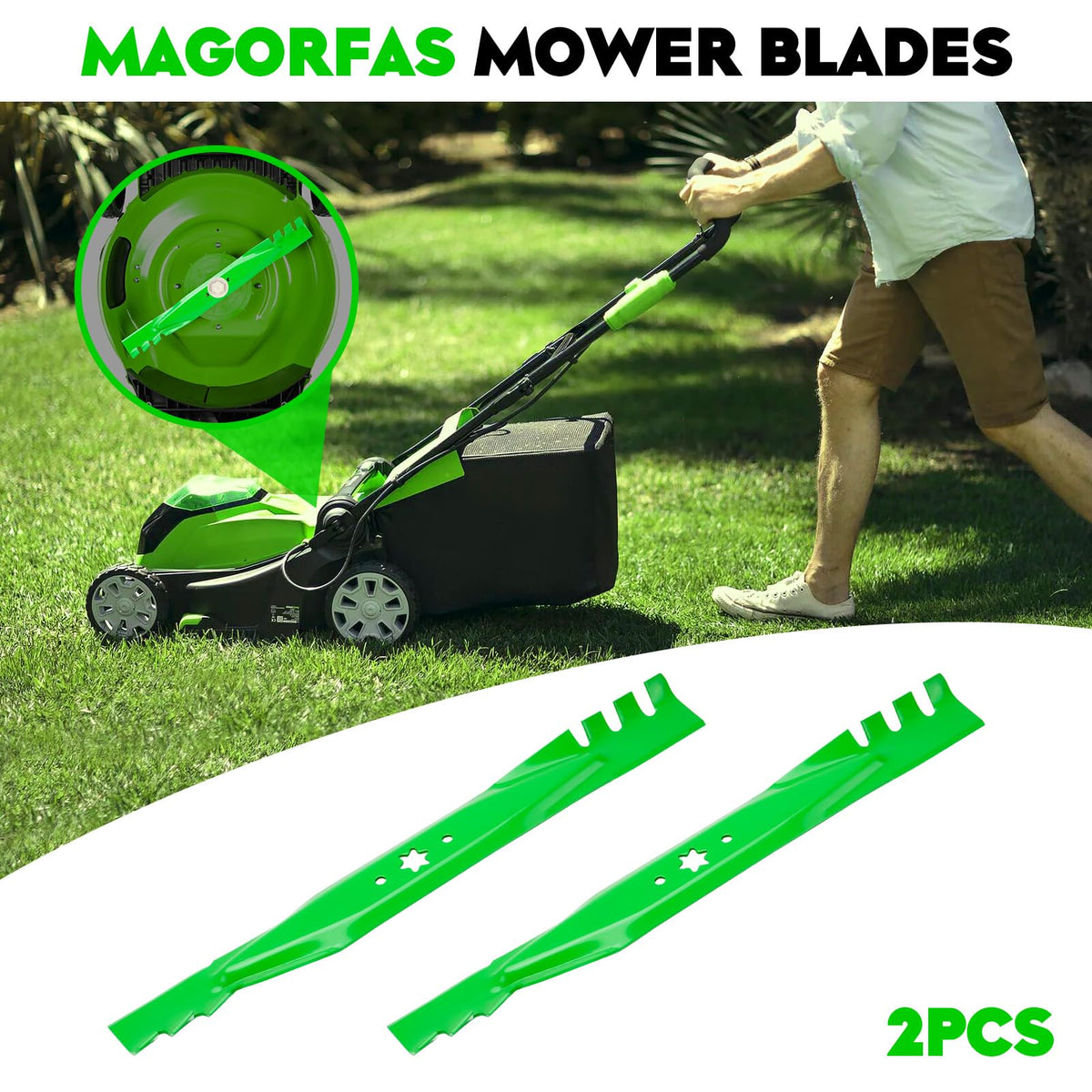 Magorfas blades compatible with Craftsman and Toro 42-inch decks.
