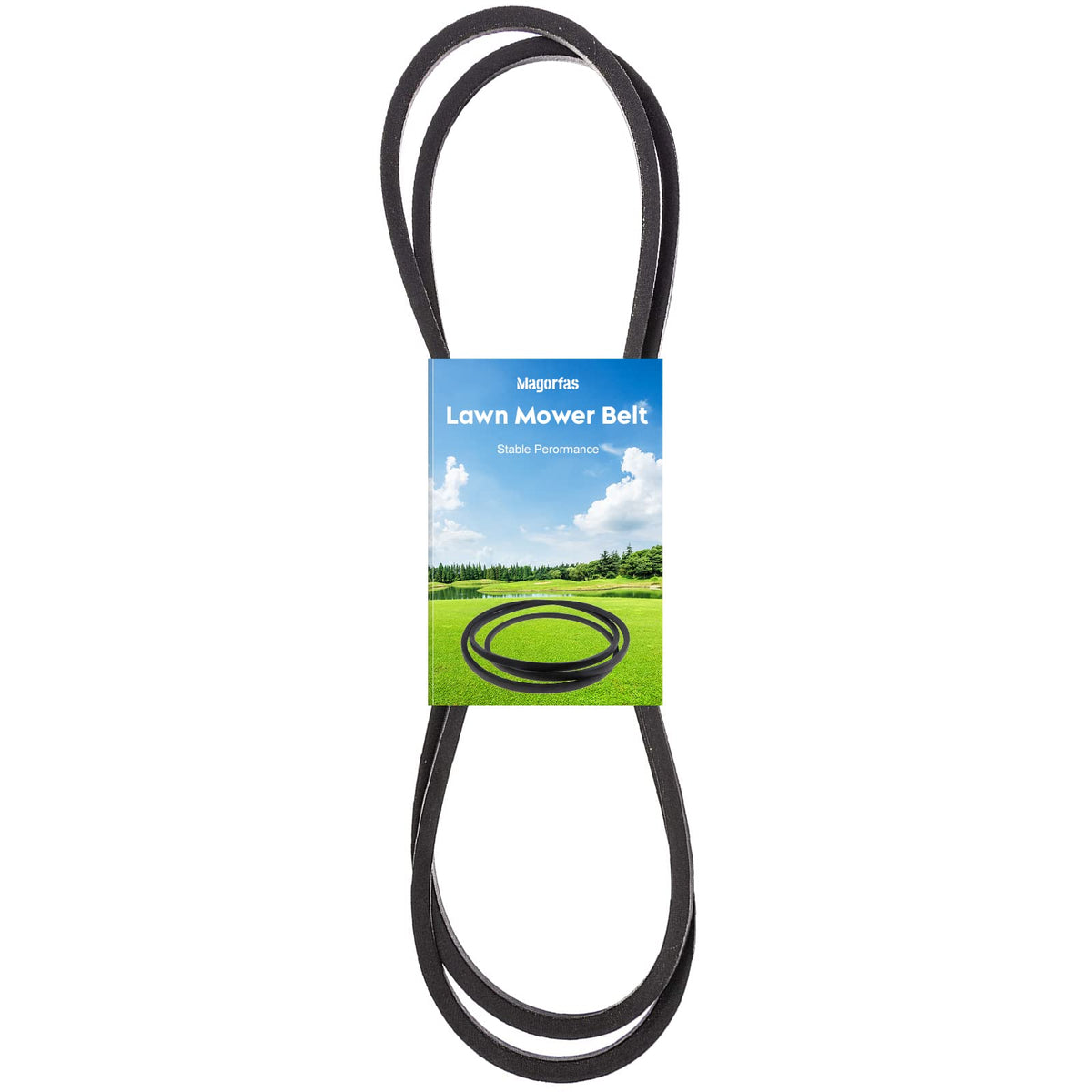 Magorfas 1/2-inch x 101-inch aramid deck belt close-up, durability emphasized.