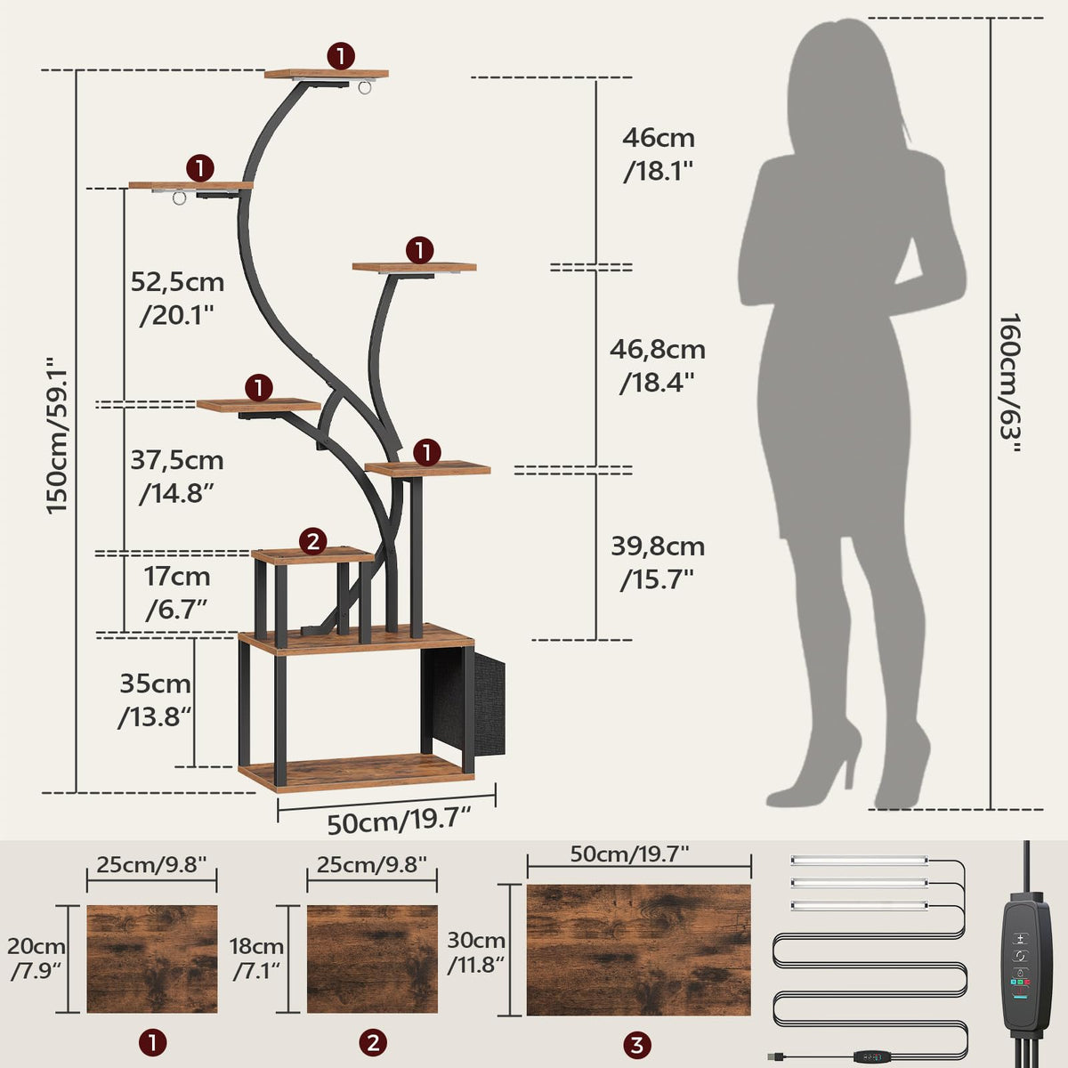 MAHANCRIS grow light strip and USB adapter enables adjustable brightness for healthy seedlings