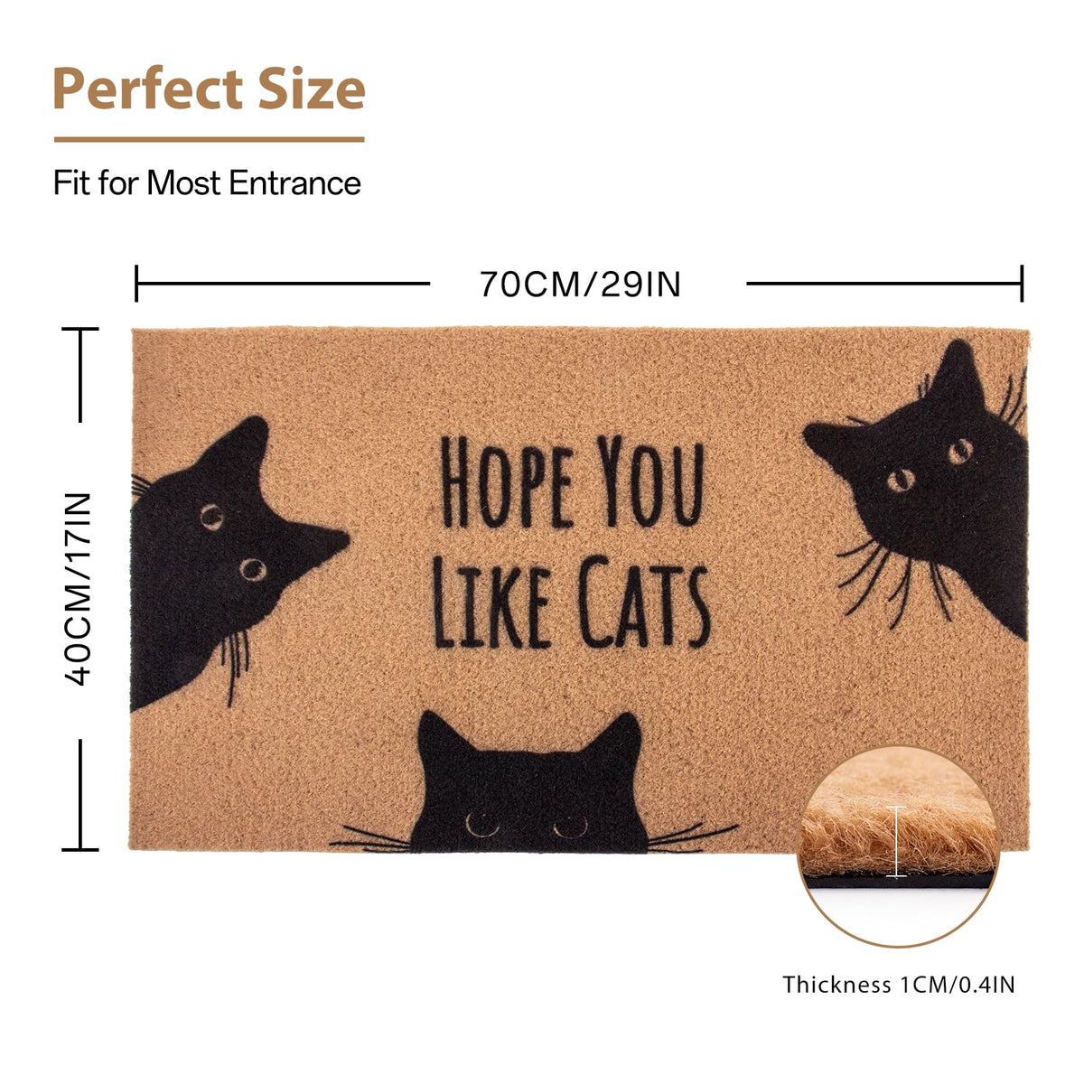 Mahrokh cat-pattern welcome mat highlights bold design for outdoor front doors.
