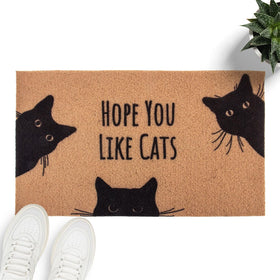 Mahrokh Hope You Like Cats doormat with a cute cat pattern, perfect for entryways.