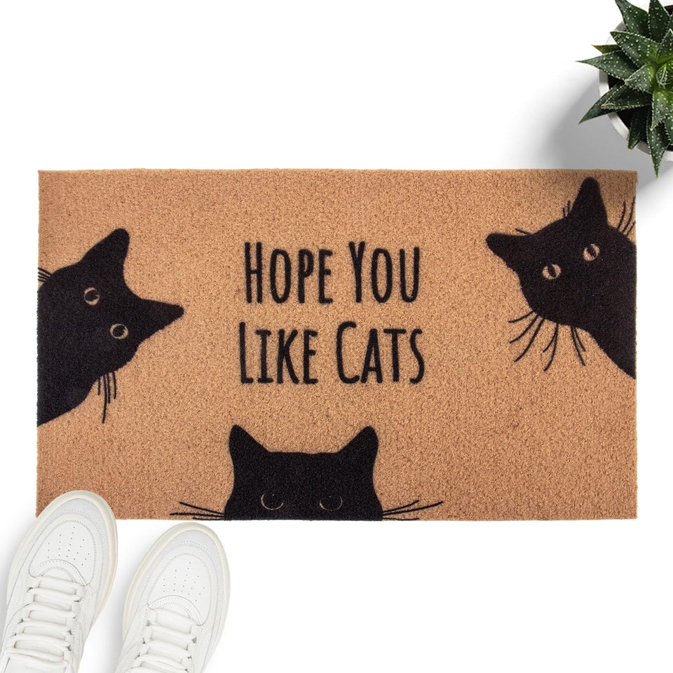Mahrokh Hope You Like Cats doormat with a cute cat pattern, perfect for entryways.