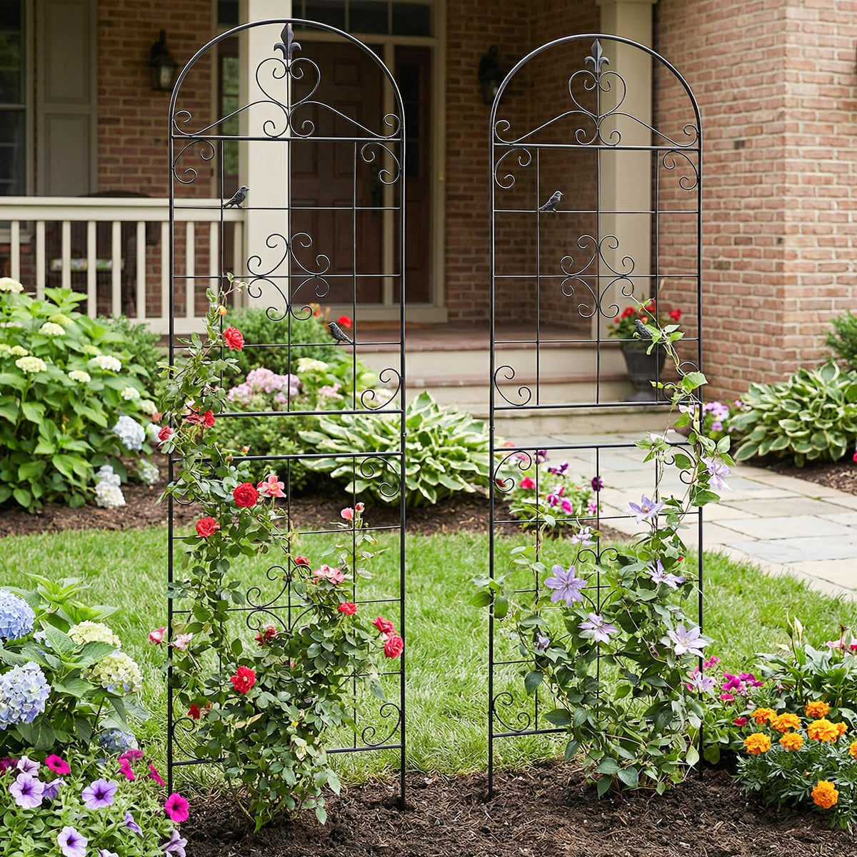 Maidapulu garden trellis features decorative bird accents for charm