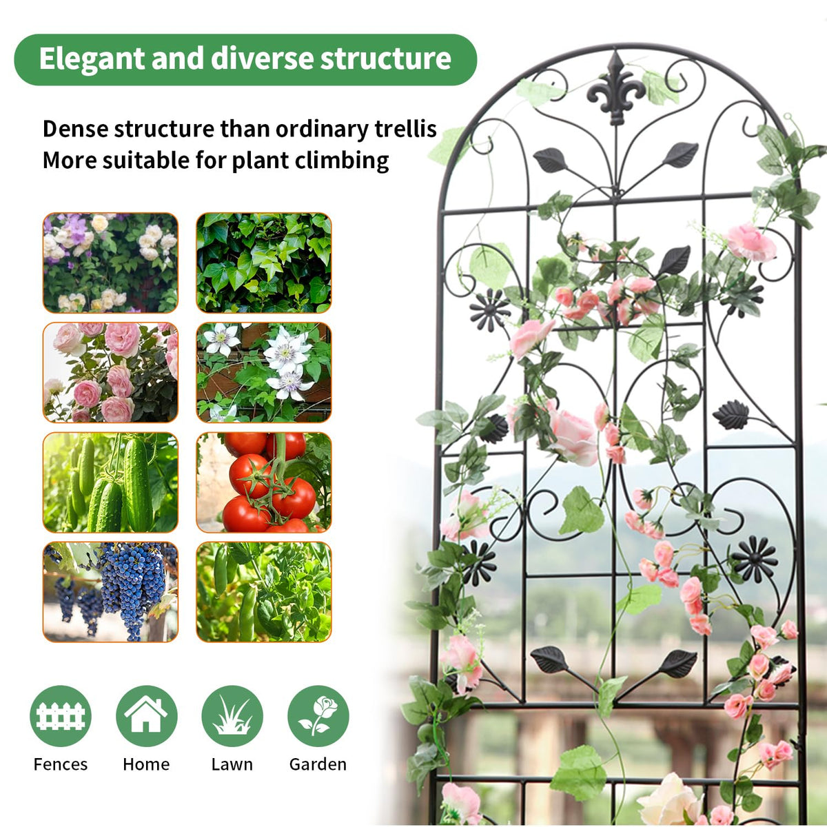 Maidapulu trellis rustproof finish resists weather exposure.