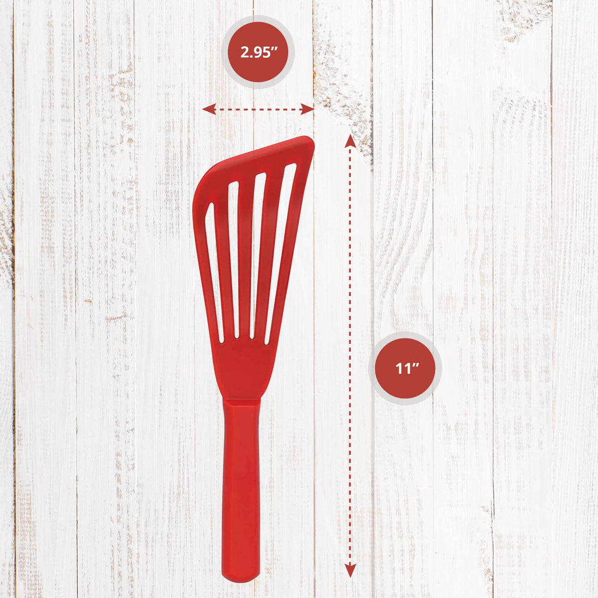 Maine Man spatula with slotted design drains oil for clean serving.