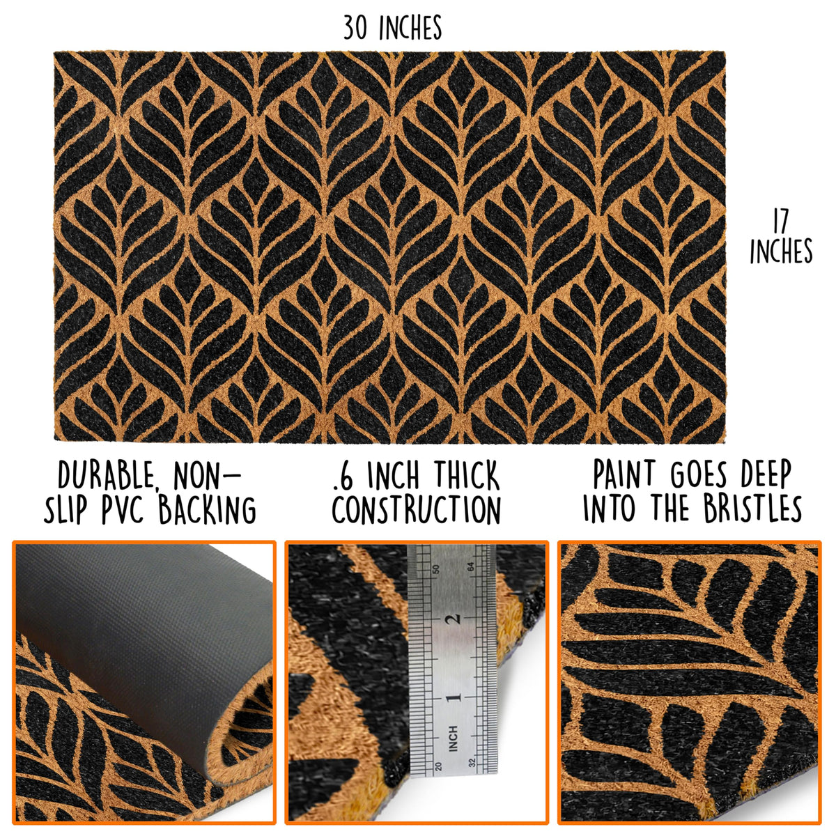 MAINEVENT art deco welcome mat with geometric texture enhances porch decor