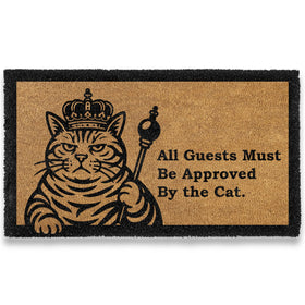 MAINEVENT Black Cat Approved Doormat front view showing cat motif and bold colors for entry appeal