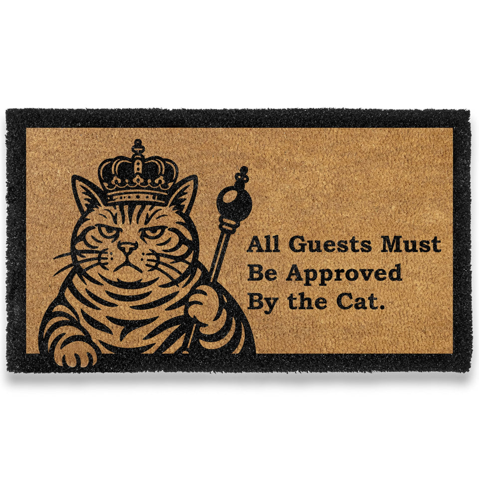 MAINEVENT Black Cat Approved Doormat front view showing cat motif and bold colors for entry appeal