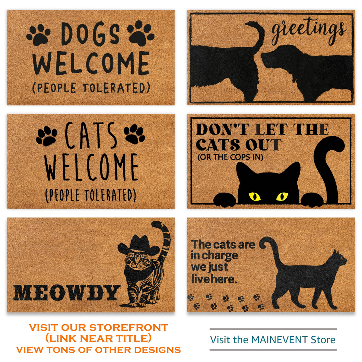 MAINEVENT gift-ready black cat door mat for housewarming.