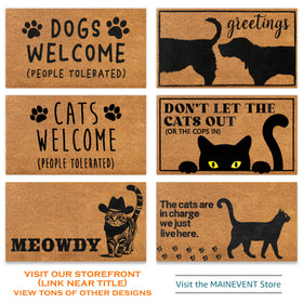 MAINEVENT gift-ready black cat door mat for housewarming.