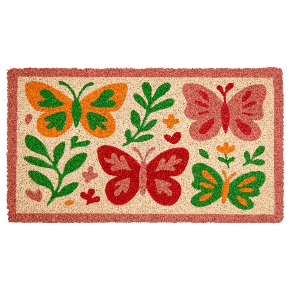 MAINEVENT Butterfly Mat at the front entrance adds vibrant color and warmth