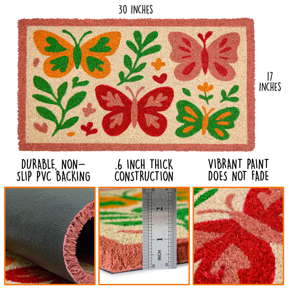 MAINEVENT Butterfly Mat summer design brightens the entry and welcome