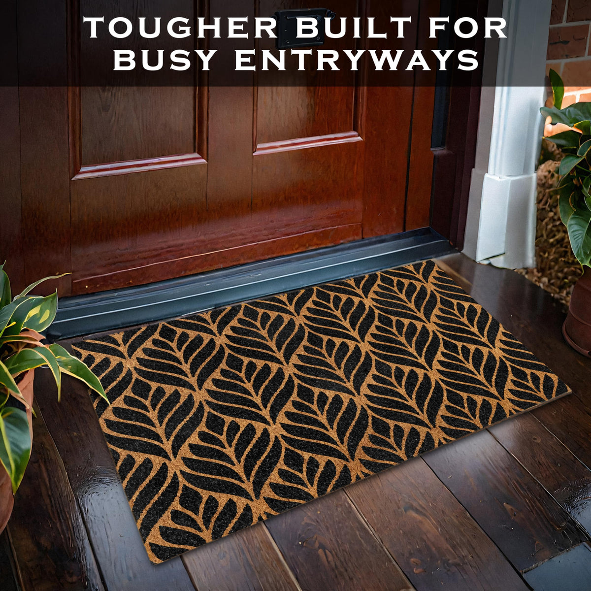 MAINEVENT door mat for covered porch shows durable fibers for high-traffic areas
