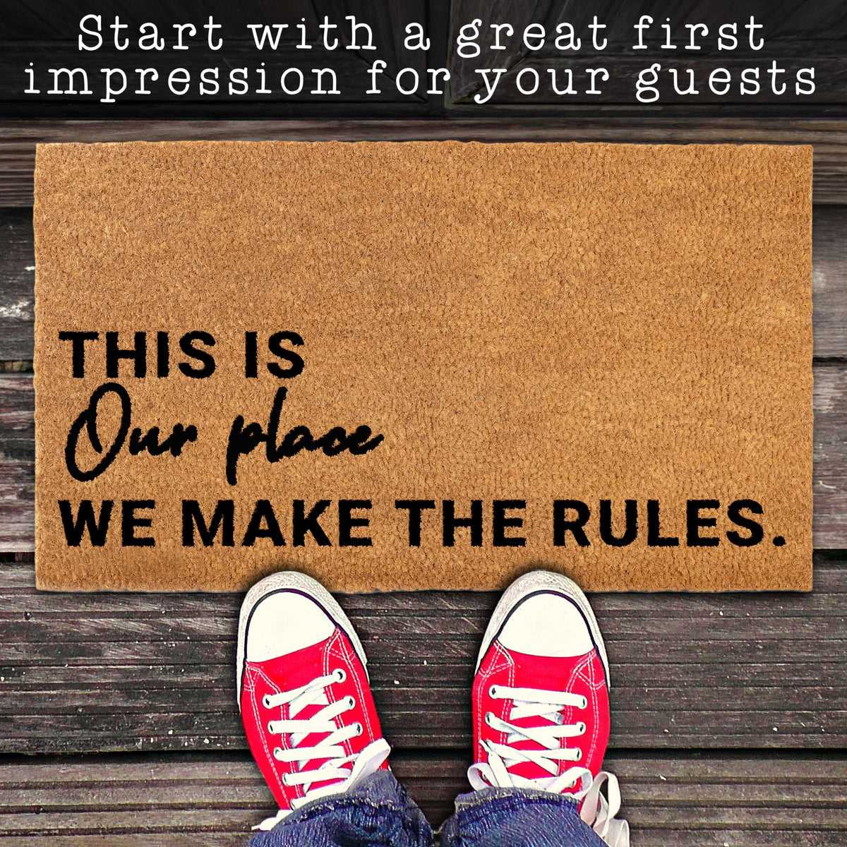 MAINEVENT We Make The Rules doormat gift-ready packaging