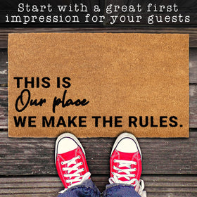 MAINEVENT We Make The Rules doormat gift-ready packaging