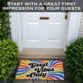 MAINEVENT Good Vibes Only Doormat adds year-round charm to any porch or entryway.